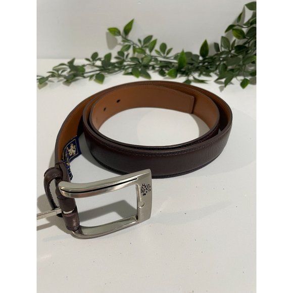 Nat Nast Mens Brown Leather Belt With Silver Buckle - Picture 1 of 14